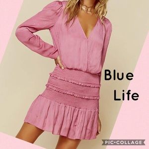 Blue Life Pink Long-Sleeve Mini Dress